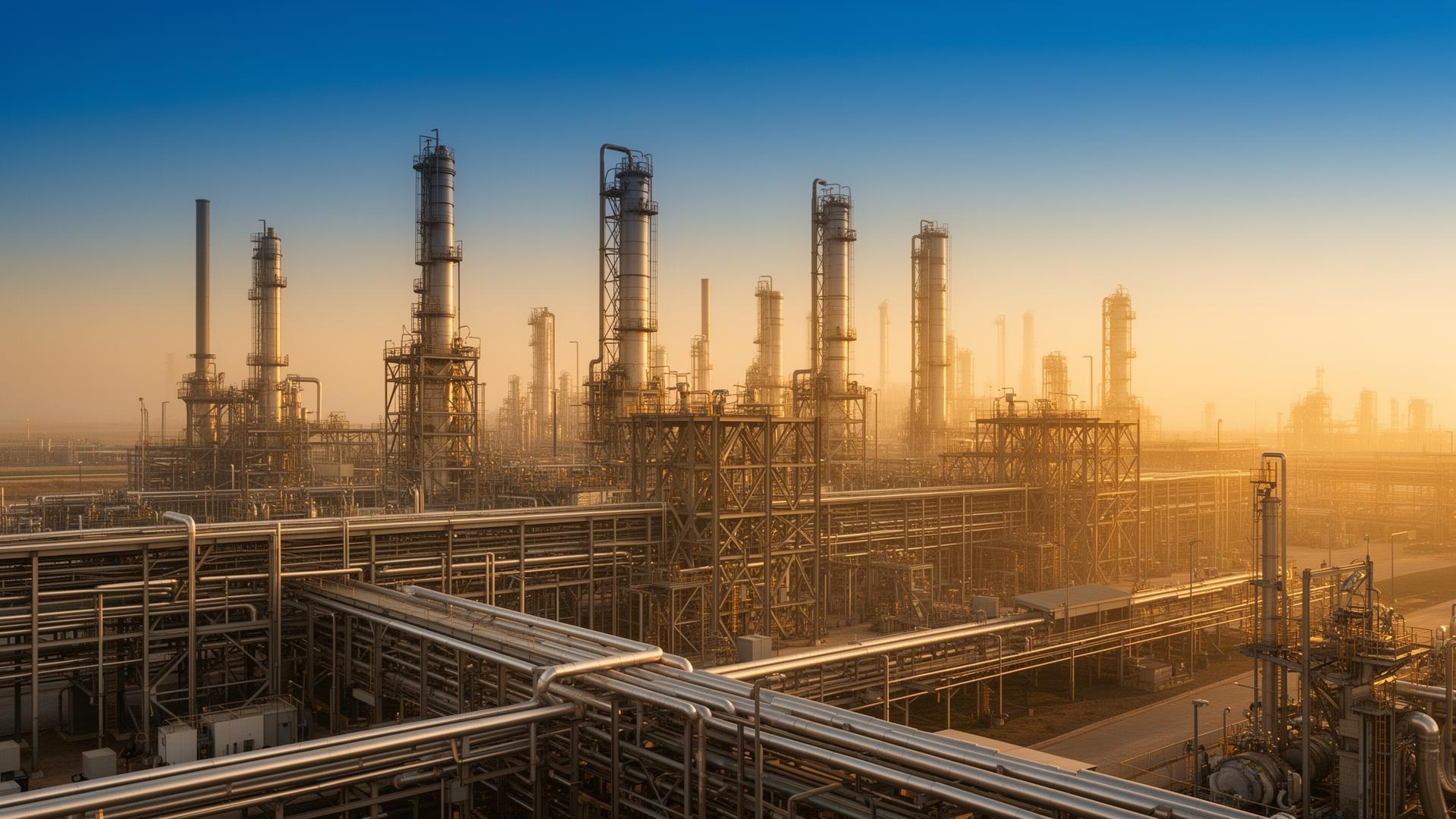 Ruth and Rahab Energy industrial process plant at golden hour